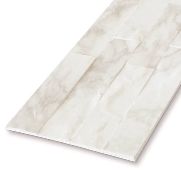 Quartizite Panel 6 in. x 23.6 in. Matte Carrara White Natural Clay Flexible Stone Slate Wall Tile (9.7 sq. ft. /Case)