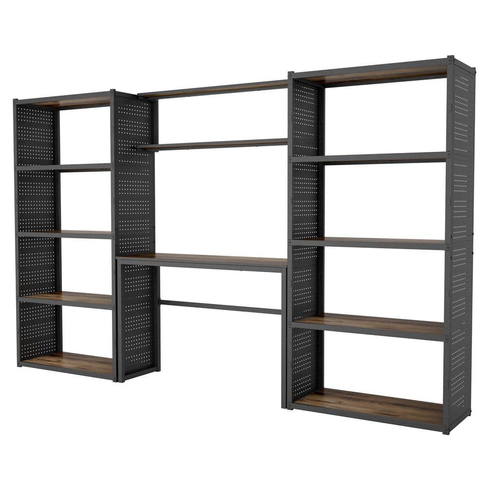 Heavy-Duty Steel Garage Complete Storage System with Workbench and Pegboard in Black (119.8 in W x 71.1 in H x 16 in. D)