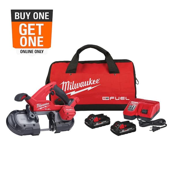 M18 FUEL 18V Lithium-Ion Brushless Cordless Compact Bandsaw Kit with Two 3.0 Ah High Output Batteries