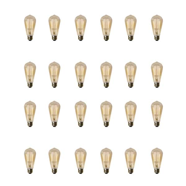 Feit Electric 60-Watt ST19 Dimmable Cage Filament Amber Glass E26 Vintage Edison Incandescent Light Bulb Soft White 2100K (24-Pack)