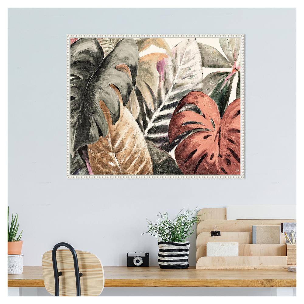 Beaded White Framed Botanical Canvas Wall Art