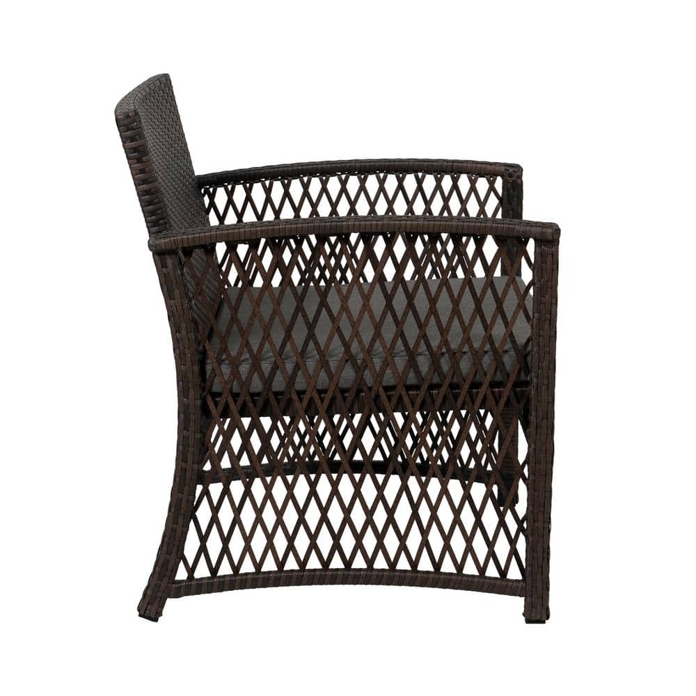 LunaLux 4-Person Woven Rattan Wicker Outdoor Sofa Set in Gray