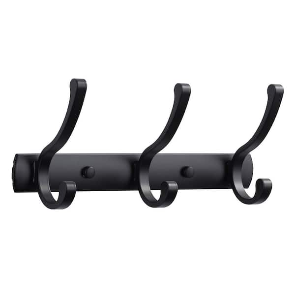 WOWOW 9.7 in . Wall-Mounted Dual J-Hook Robe/Towel Hook in Black ...