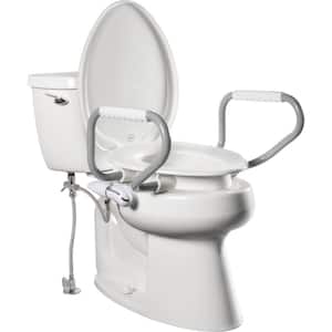 Assurance Raised 3" Elongated Premium Plastic Closed Front Toilet Seat in White with Support Arms and Bidet