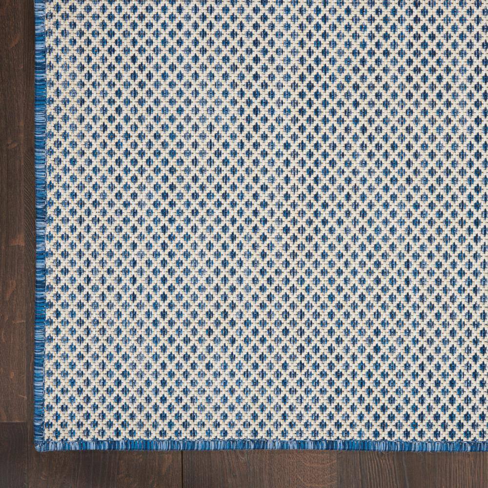 Courtyard Geometric Ivory Blue 10' x 14' Easy-Care Area Rug
