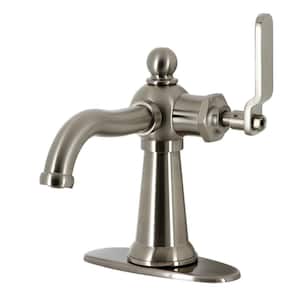 Knight Single-Handle Single-Hole Bathroom Faucet with Push Pop-Up and Deck Plate in Brushed Nickel