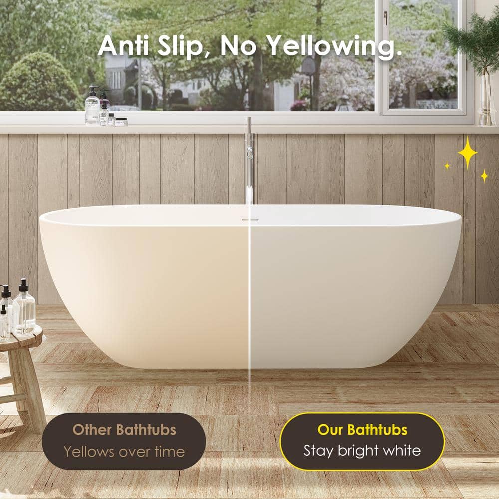 Ryder 59'' Matte White Solid Surface Freestanding Bathtub