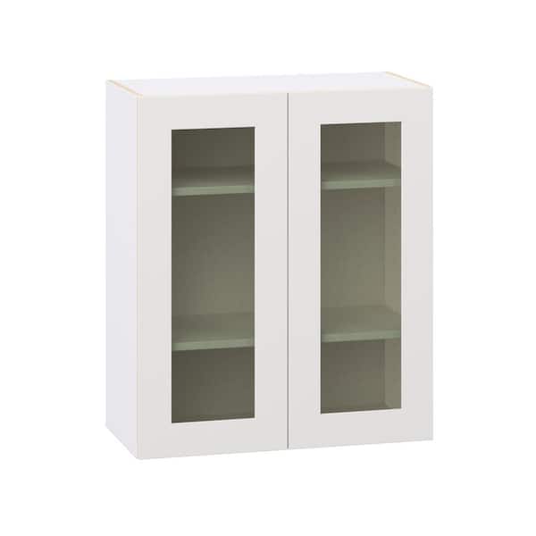 J COLLECTION Roseland 30 in. W x 14 in. D x 35 in. H Assembled Shaker Glass Door Specialty Wall Kitchen Cabinet in Warm White