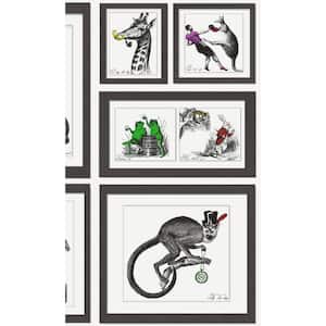 Multi Color Illustrated Animals in a Frame Wallpaper Shelf Liner Non- Woven Non-Pasted Double Roll (57 sq. ft.)