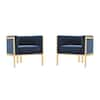 Manhattan Comfort Paramount Royal Blue and Polished Brass Velvet Accent  Armchair (Set of 2) 2-AC053-BL - The Home Depot