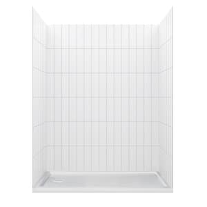 Jetcoat 60 in. L 30 in. W 78 in. H 2 Piece Alcove Shower Kit with Glue Up Shower Wall and Shower Pan in White