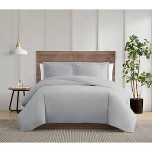 Cannon Solid Percale 3-Piece Grey Cotton Full/Queen Duvet Cover Set  DCS4488GYQ-1800 - The Home Depot