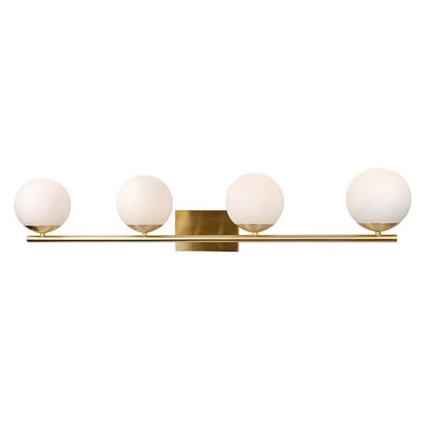Farrell 4-Light Soft Gold Bath Vanity Light with Satin Opal Glass