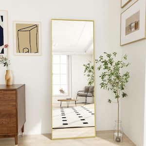 21 in. W x 64 in. H Rectangular Gold Aluminum Alloy Framed Full Length Mirror Standing Floor Mirror