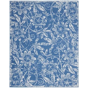 Whimsicle Blue 7 ft. x 10 ft. Floral French Country Contemporary Area Rug