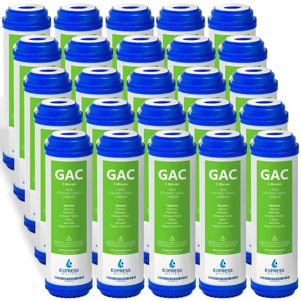 Express Water Granular Activated Carbon Water Filter Replacement 5 Mic - Under Sink Reverse Osmosis System (25-Pack)