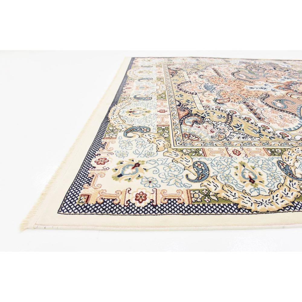 Ivory and Multicolor 8' x 10' Synthetic Rectangular Area Rug