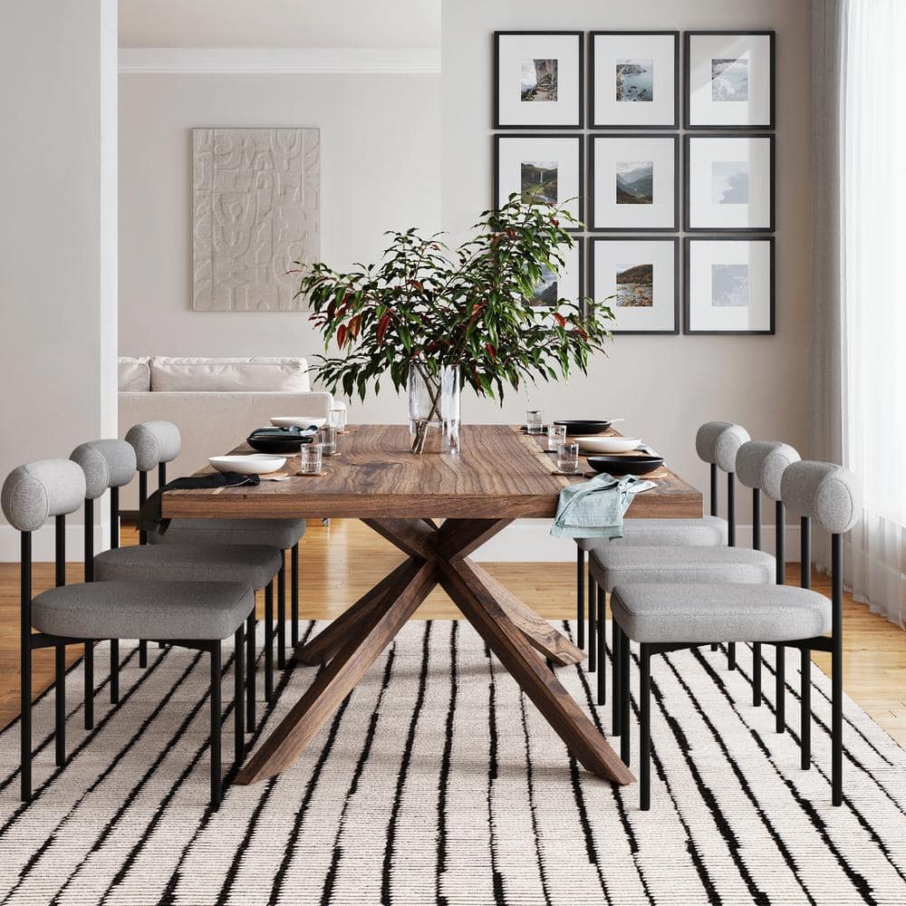 Feather Gray Upholstered Side Chair with Matte Black Metal Frame