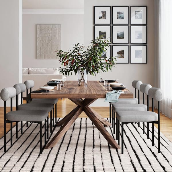 Dahlia 19 in. Modern Kitchen Dining Chair with Metal Legs and Upholstered Cushion, Light Gray/Black (Set of 6)