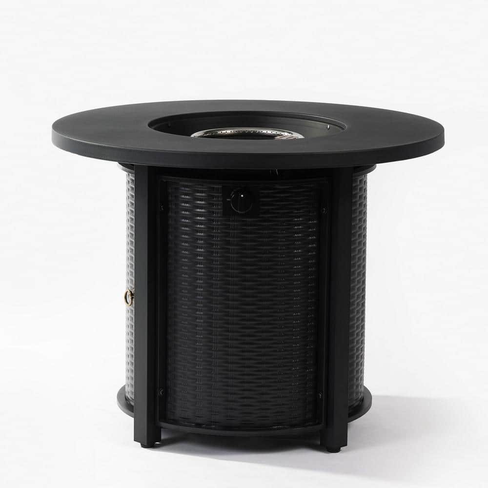 32'' Black Round Steel Propane Gas Fire Pit Table