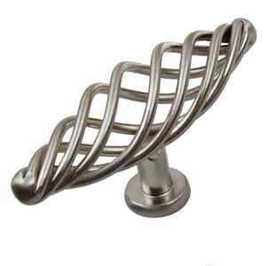 4 in. Dia Satin Nickel Over-sized Oval Twisted Birdcage Cabinet Drawer Knobs (10-Pack)