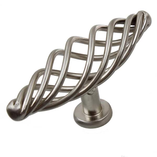 GLIDERITE 4 in. Dia Satin Nickel Over-sized Oval Twisted Birdcage Cabinet Drawer Knobs (10-Pack)