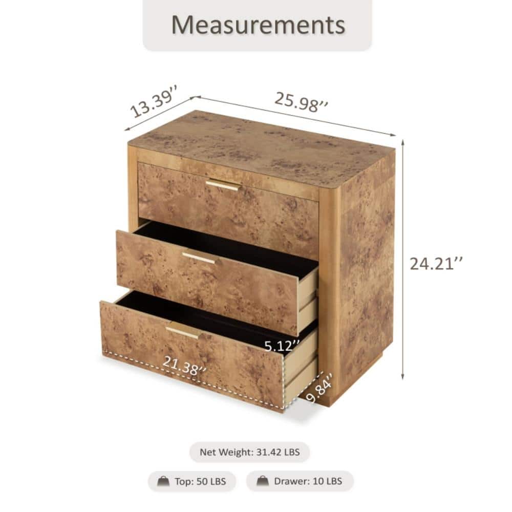 Measurements of the rustic brown chest of drawers.