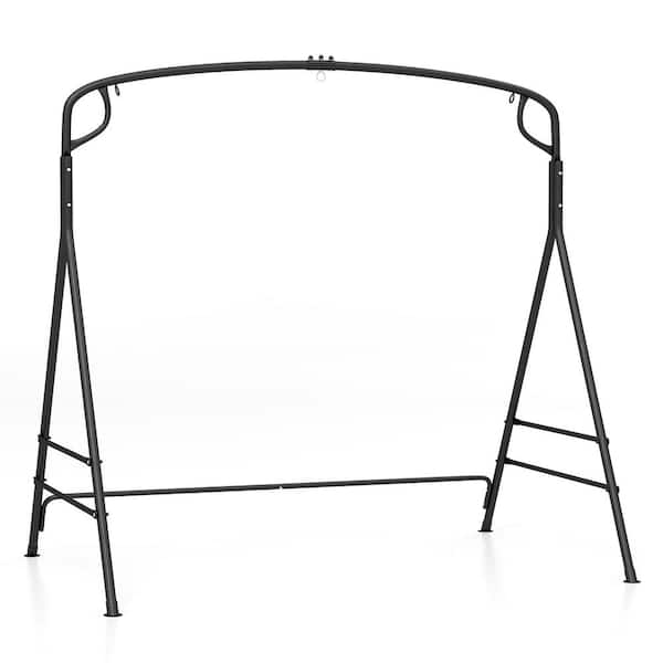 SUNRINX 67 in. 2-People Black Metal Patio Swing Stand with Extra Side Bars