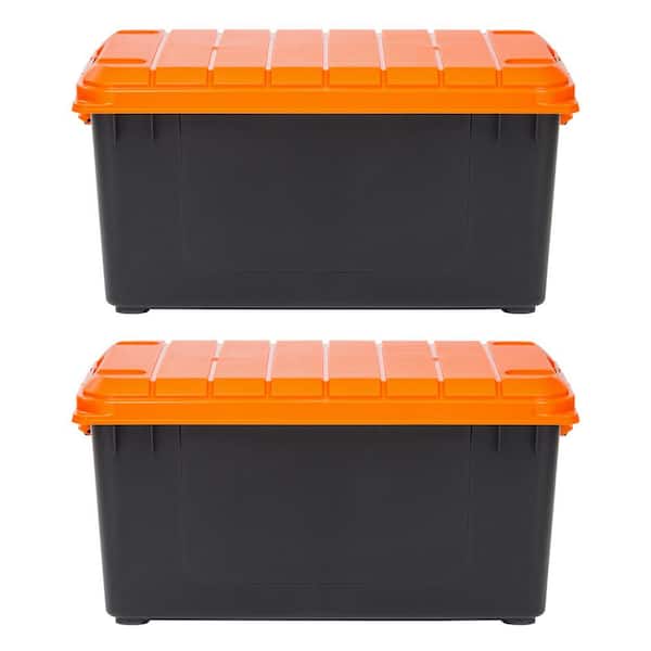 IRIS 82 Qt. Heavy Duty Plastic Storage Box in Black (2-Pack)
