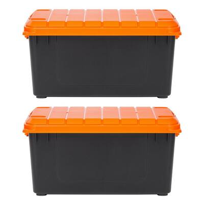 orange plastic storage totes