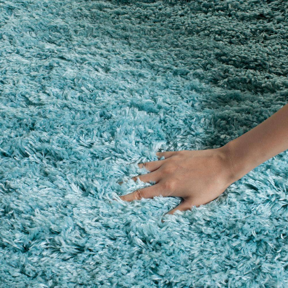 Blue 9' x 12' Solid Shag Synthetic Area Rug