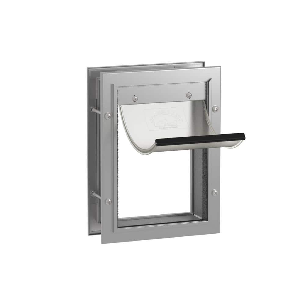 Hakuna Pets Deluxe Aluminum Small Pet Door 6.9 in. W x 9.4 in. H for Pets up to 20 lb., Silver
