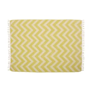 Bemiss Yellow and Natural Fabric Throw Blanket