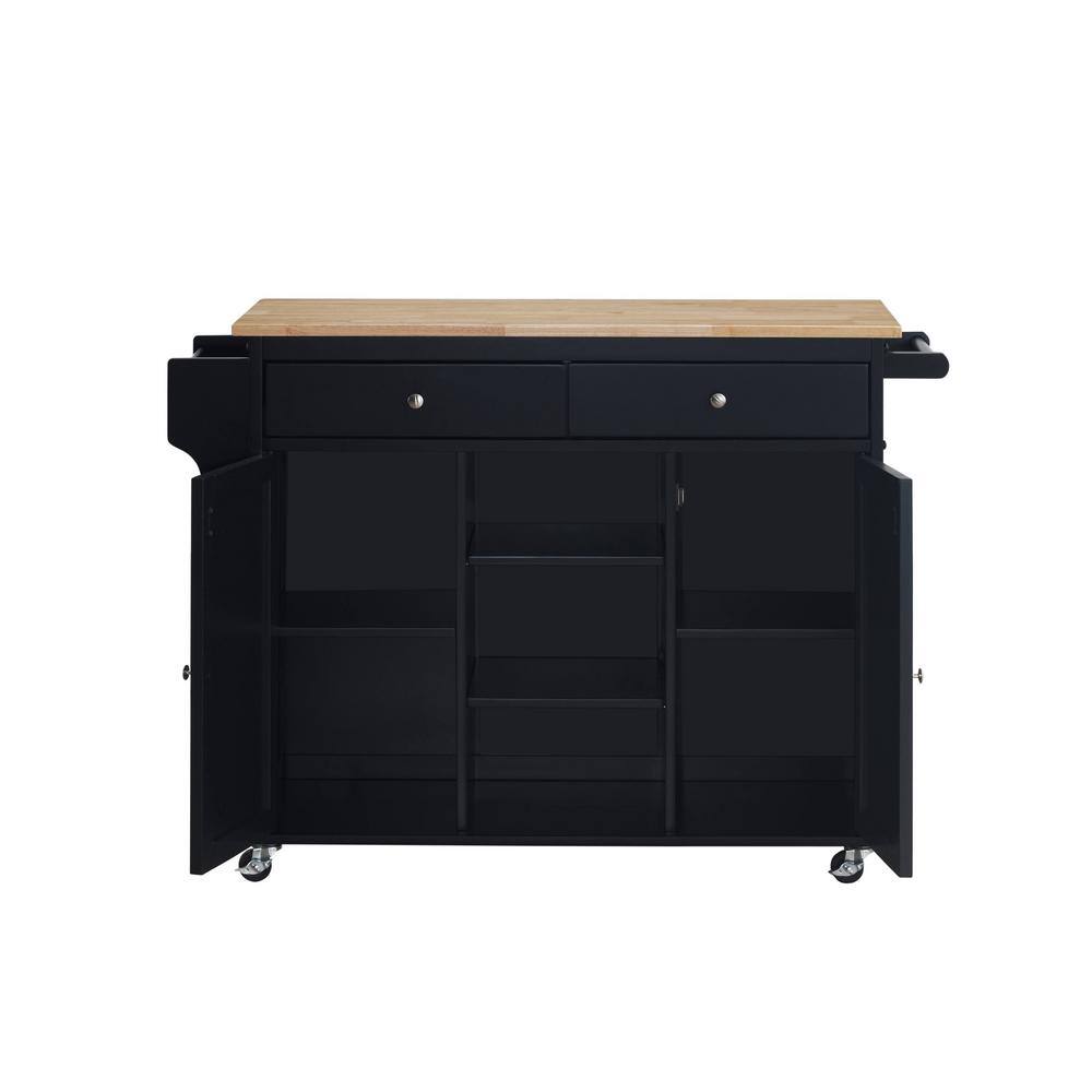 Black Kitchen Island Storage Cart LJ219KCarBl - The Home Depot