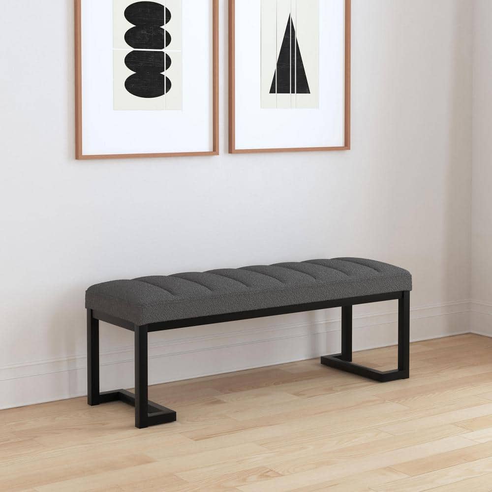 Coaster Mesa Charcoal 48.25 in. Bedroom Bench with Upholstered Channel ...