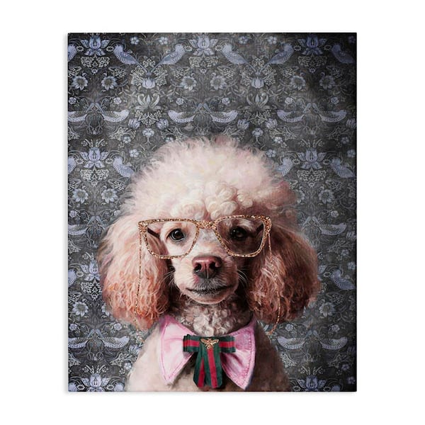 Stupell Industries Glam Poodle on Florals by Svetlana Aleynikova Unframed Animal Graphic Art Print 40 in. x 30 in.