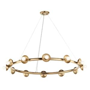 Palta 12-Light Champagne Bronze Soft Modern Wagon Wheel Circle Chandelier for Living Room