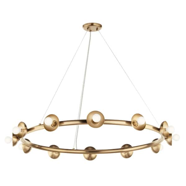Palta 12-Light Champagne Bronze Soft Modern Wagon Wheel Circle Chandelier for Living Room