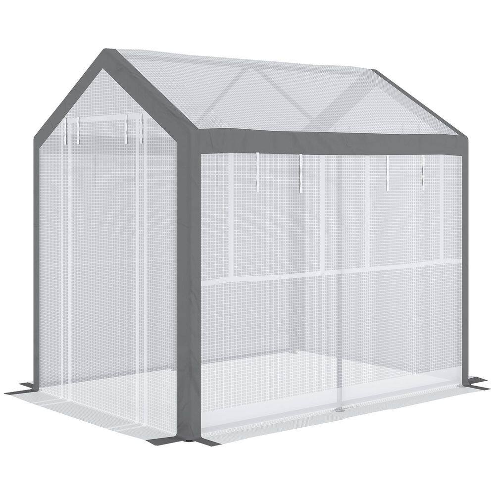 White 70.75 in. W x 90.75 in. D x 90.6 in. H Walk-in Greenhouse with 6 Roll-up Windows, 2 Zippered Doors & Weather Cover price history on PriceWatchPro