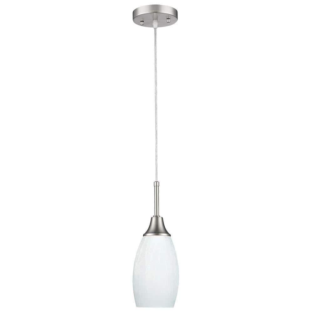 Peak 1-Light Nickel and White Glass Pendant