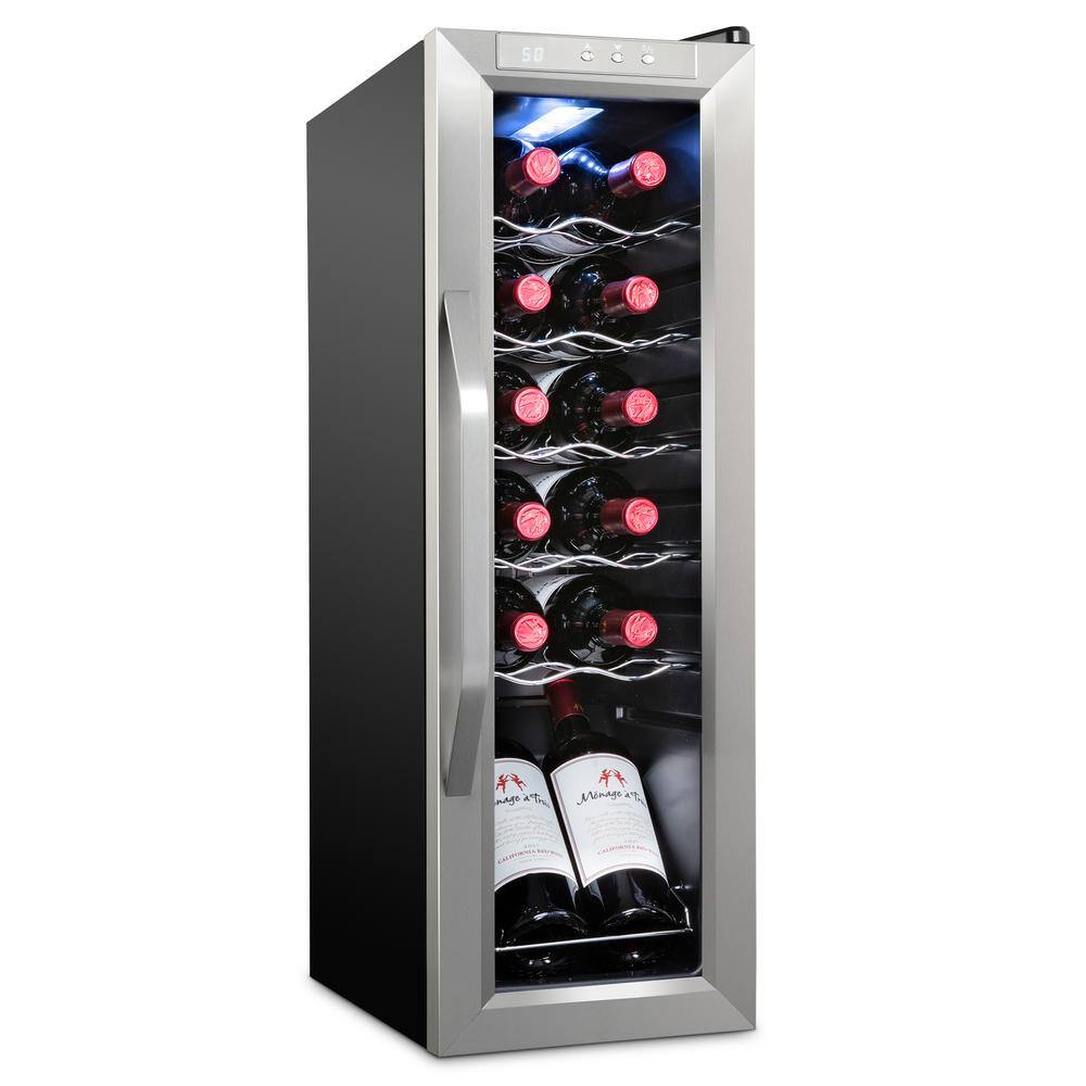 Ivation 9.9 in. 12Bottle Compressor Freestanding Wine and Beverage