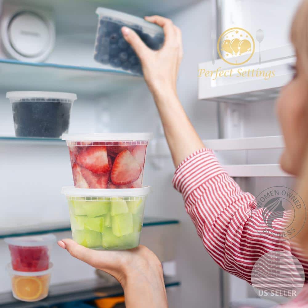 Clear 16oz Plastic Meal Prep Containers with Snap Lids, Set of 40