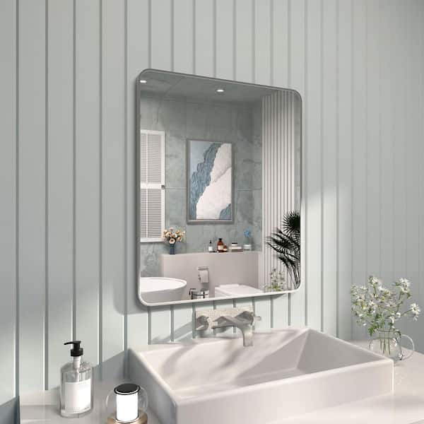 30 in. W x 36 in. H Rectangular Framed Wall Bathroom Vanity Mirror in Gun Grey