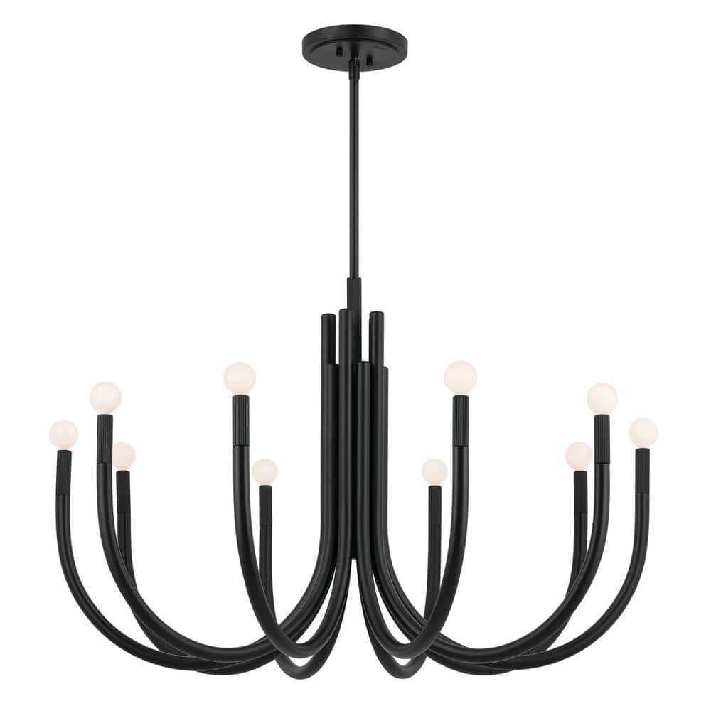 KICHLER Odensa 40.25 in. 10-Light Black Modern Candle Circle Chandelier ...