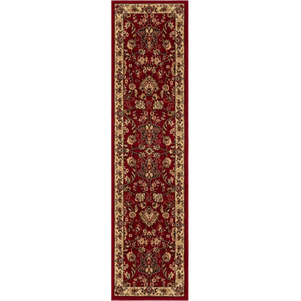 Burgundy 2 ft. 2 in. x 8 ft. 2 in. Traditional Classic Design Area Rug