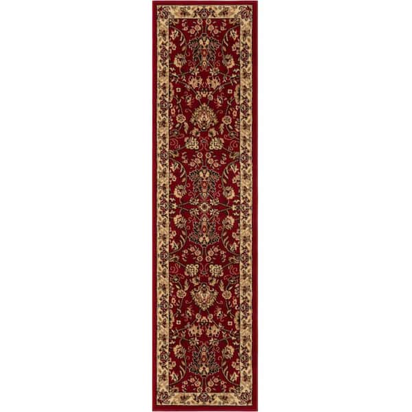 Unbranded Burgundy 2 ft. 2 in. x 8 ft. 2 in. Traditional Classic Design Area Rug
