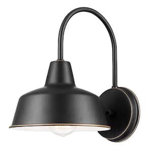 Delancey 1-Light Oil Rubbed Bronze and White Outdoor/Indoor Wall Lantern Sconce