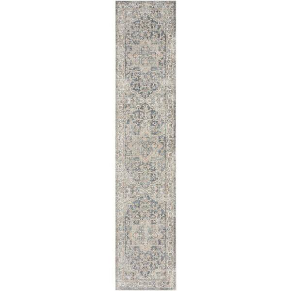Astra Machine Washable Grey Blue 2 ft. x 6 ft. Distressed Traditional Runner Area Rug