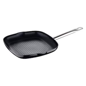 11 in. Aluminum Nonstick Grill Pan in Black