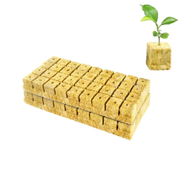 Wellco 1.2 in. Rockwool Grow Blocks for Hydroponics Soilless Cultivation Seedlings Germination Start (2-Sheets, 72-Plugs)